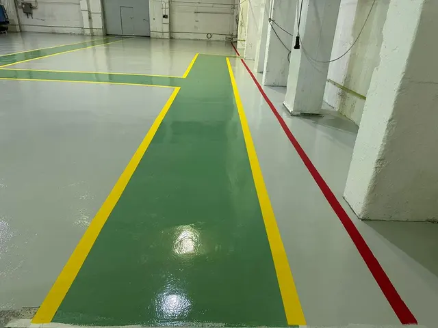 Zelená podlaha v chodbe haly