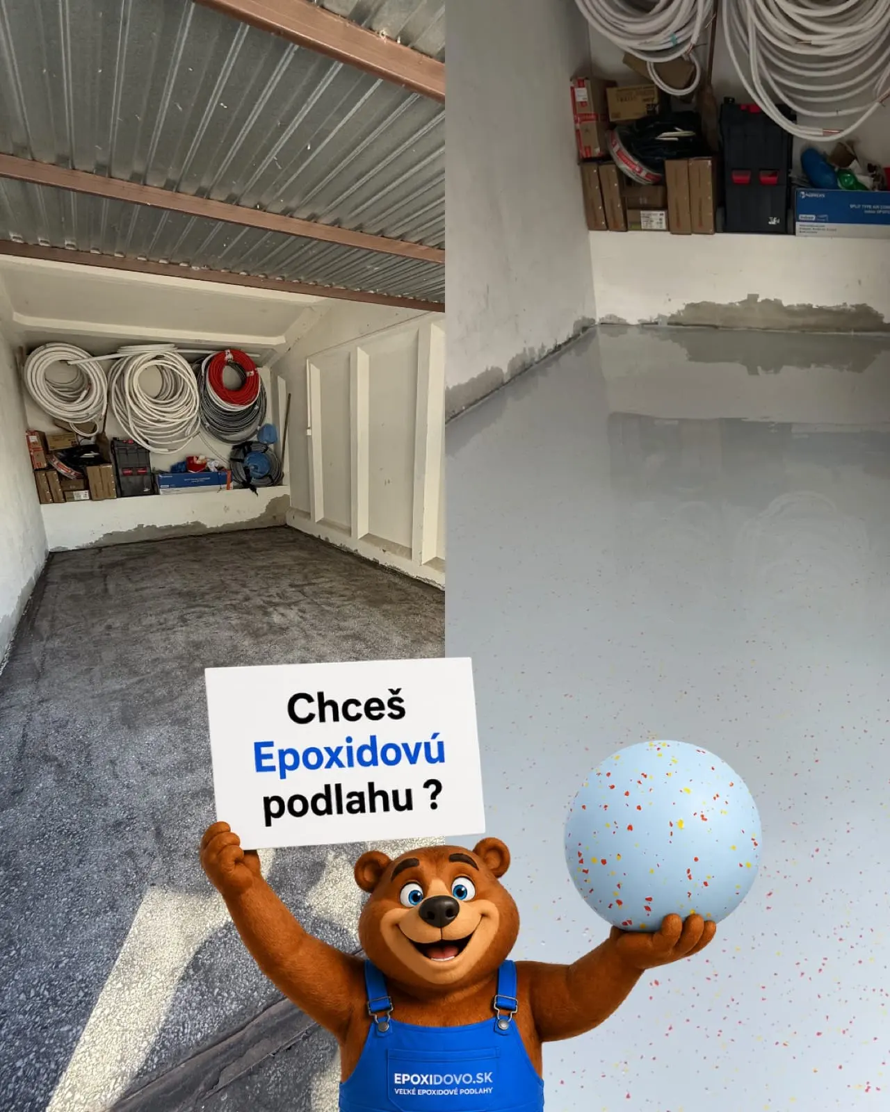 Chipsová podlaha v garáži